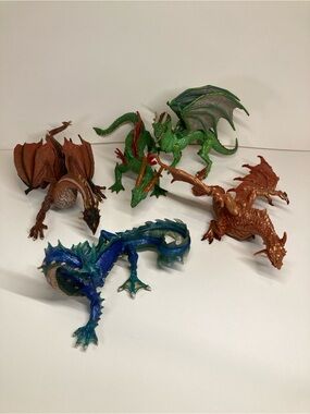 Safari Ltd Dragon Figures lot of 5 Fantasy Toy Mythical Creatures Forest Swamp